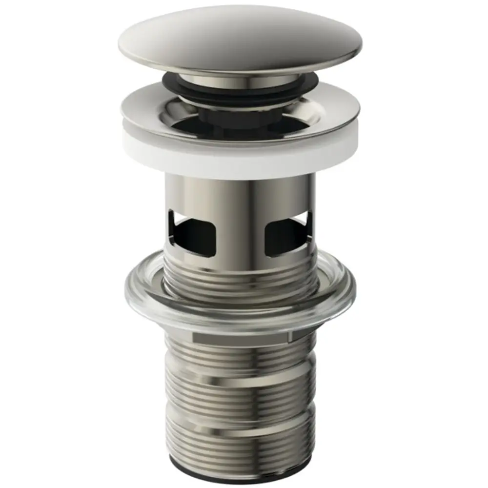 Push-Open-Waschtischabfluss von Ideal Standard mit Überlauf, auswechselbarem Deckel und verchromter Oberfläche für eine einfache Installation.